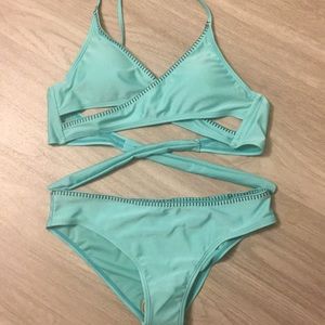 Knot Back Wrap Halter Bikini Set